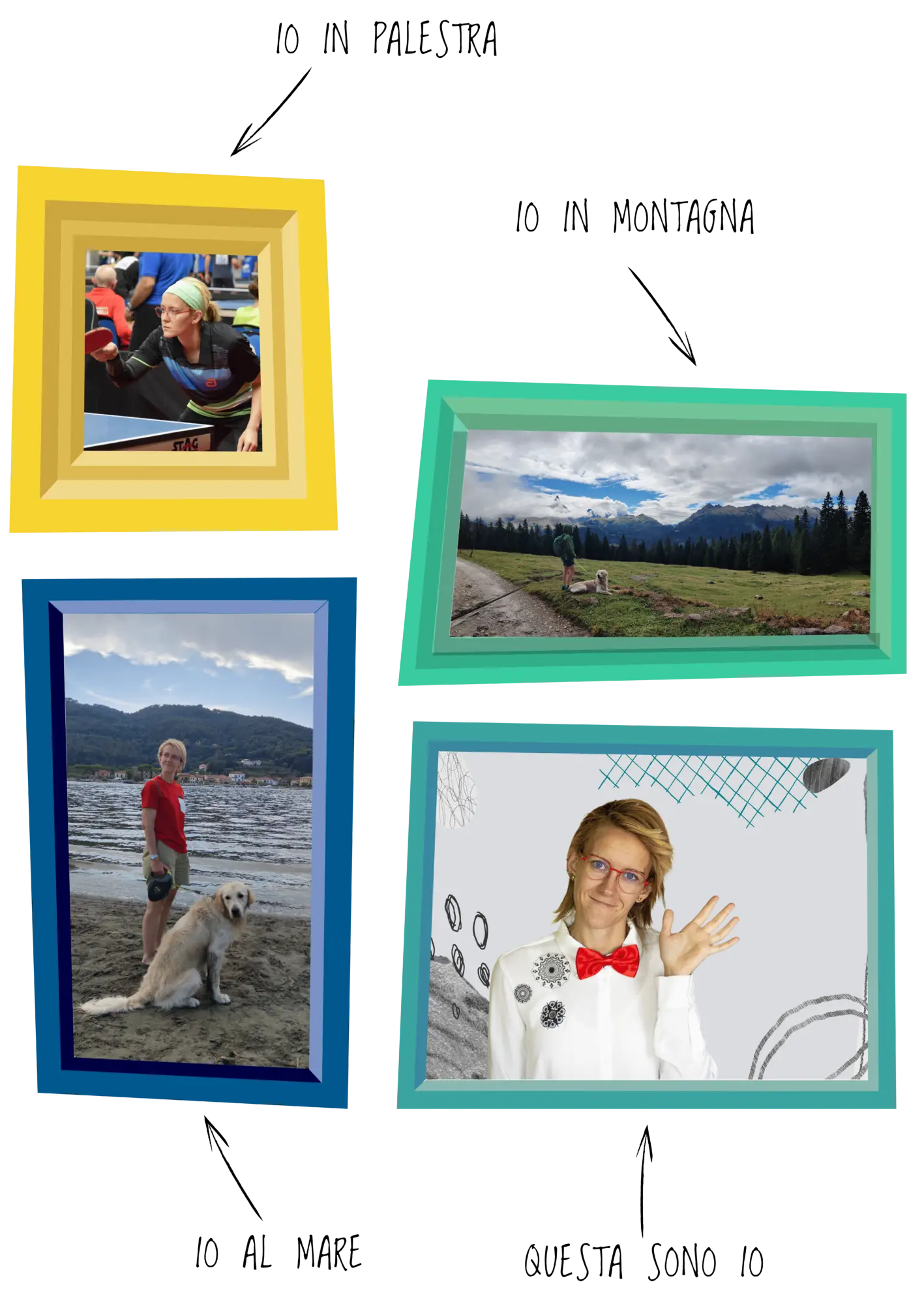 Quadri con rappresentazioni di Marzia Martinelli in diverse occasioni